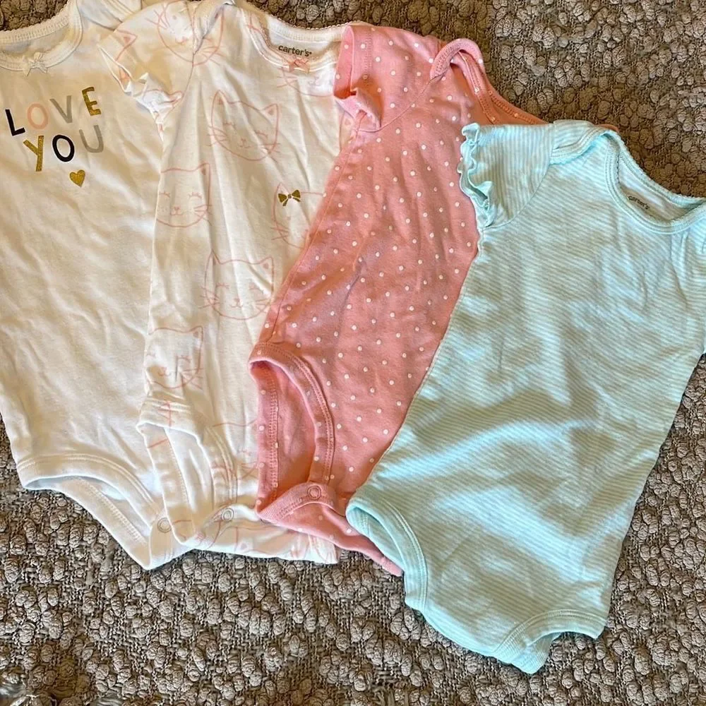 Carters One Piece Short Sleeve T-Shirts. Size 9months. Girls